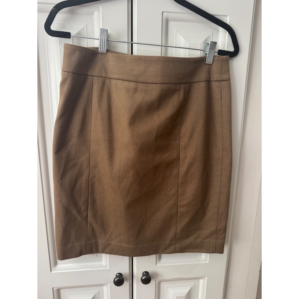 Ann Taylor Brown Lined Pencil Skirt Size 6 Wool Blend Zip Back Knee‎ Length